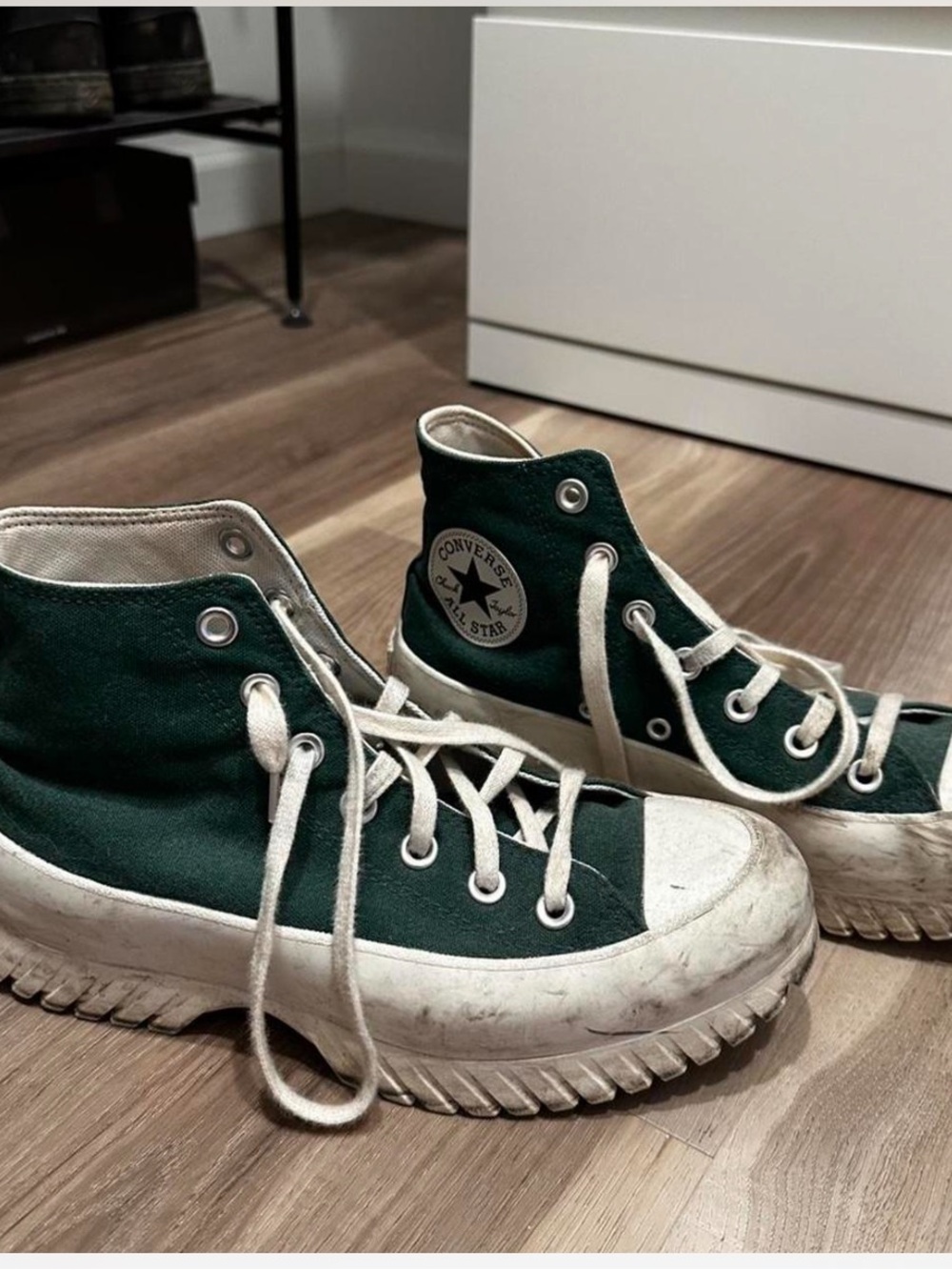 Converse Dark Green High-Top Platform Sneakers